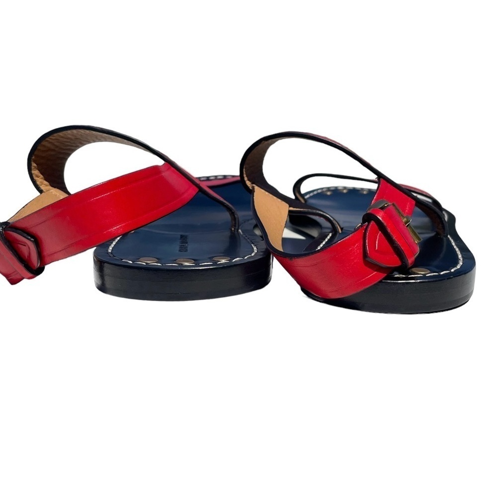 Isabel Marant Jizza Leather Sandals gold buckle red women’s 6 EUR 36 NEW - Picture 5 of 13